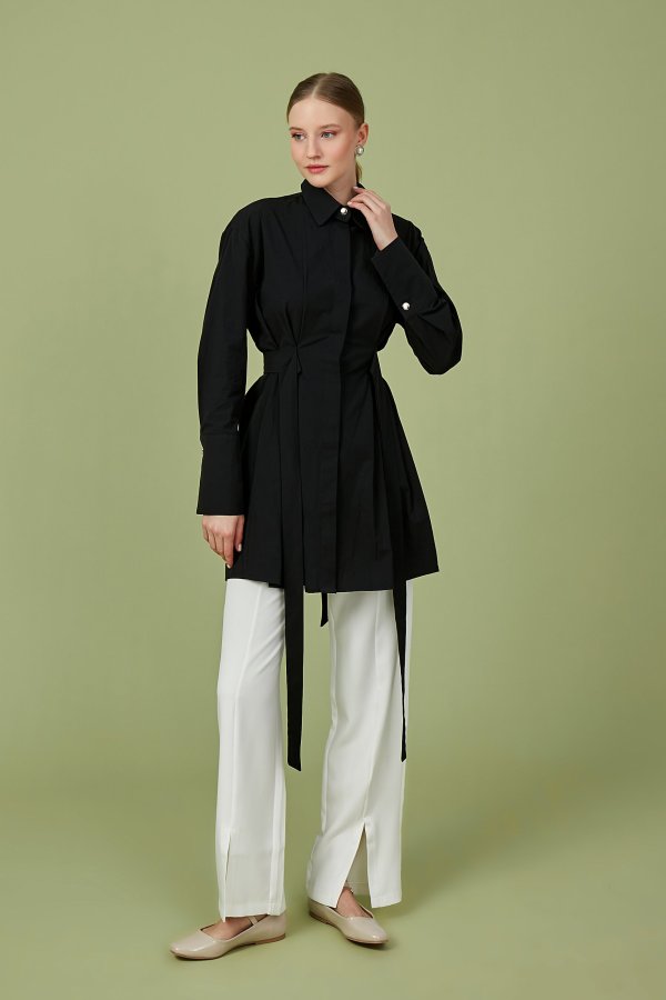 Siyah Artsy Poplin Tunik - Görsel 5