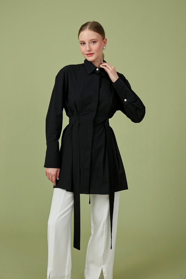 Siyah Artsy Poplin Tunik - Görsel 7