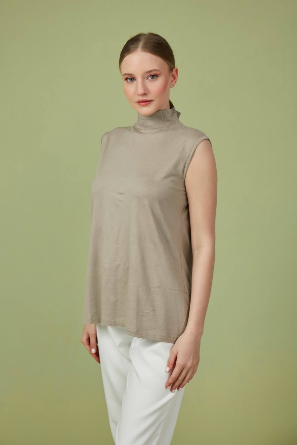 Vizon Sıfır Kol Balıkçı Yaka Body 68cm - Görsel 2