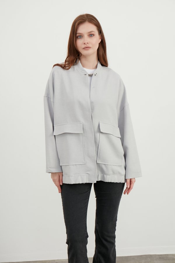 Gri Bomber Ceket - Görsel 2