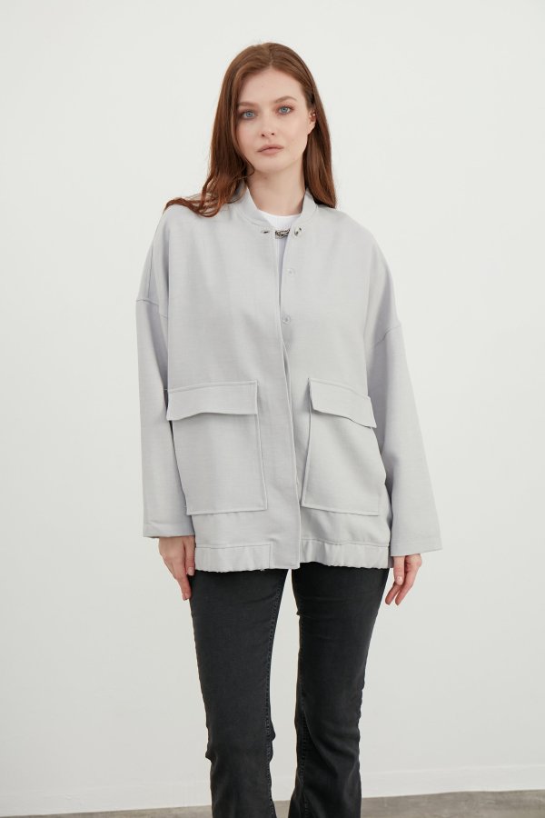 Gri Bomber Ceket - Görsel 2