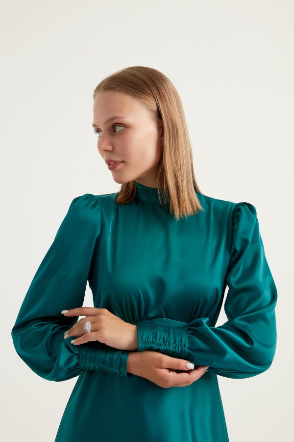 Turkuaz Kuyruklu Elena Elbise - Görsel 4