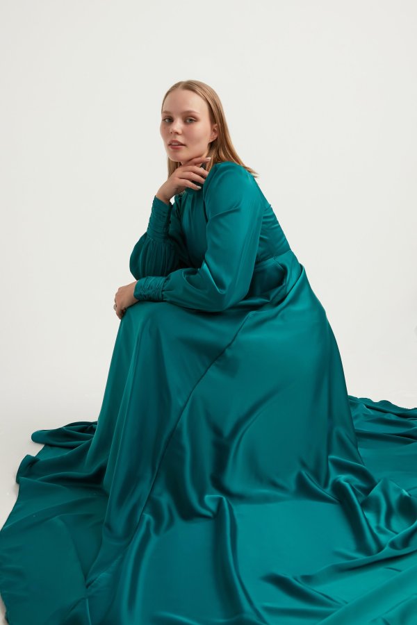Turkuaz Kuyruklu Elena Elbise - Görsel 5