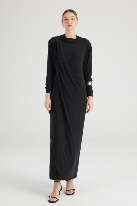 Siyah Drape Elbise