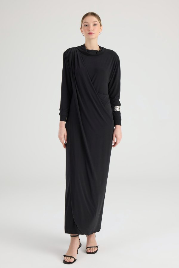 Siyah Drape Elbise