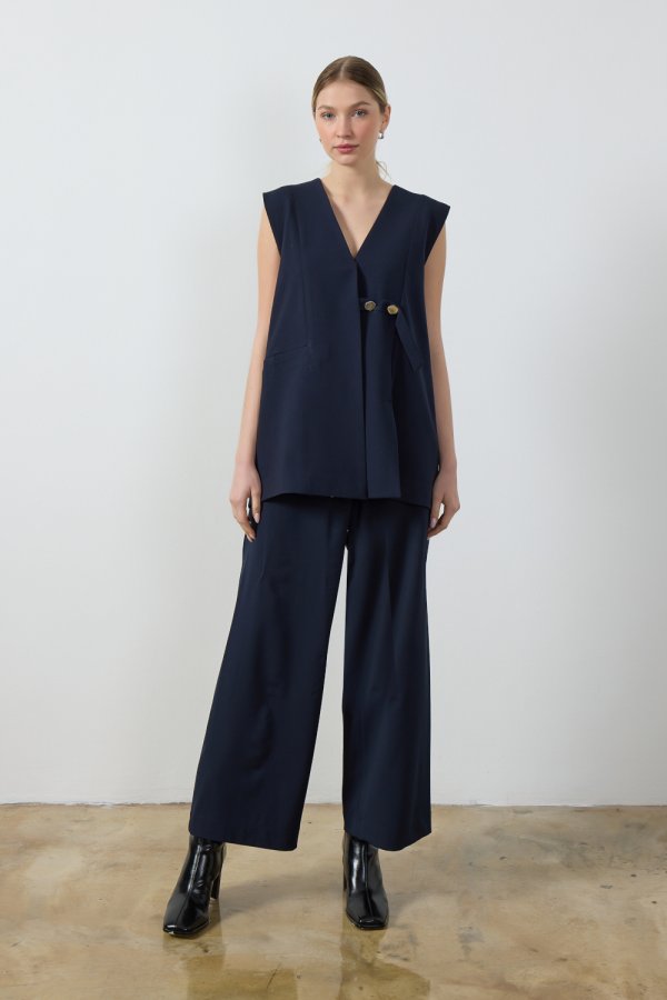 Lacivert Wide Leg Pantolon - Görsel 5