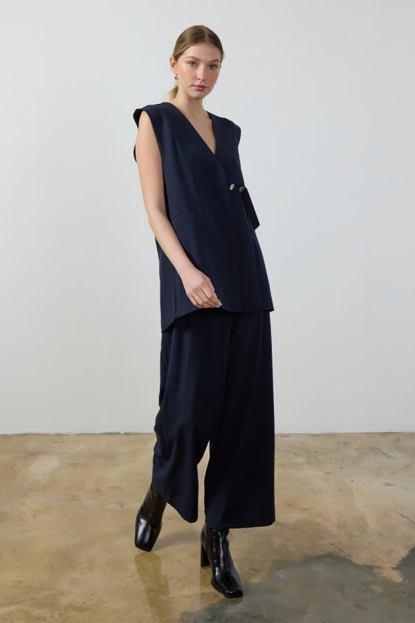 Lacivert Wide Leg Pantolon - Görsel 4