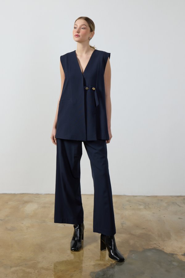 Lacivert Wide Leg Pantolon - Görsel 3