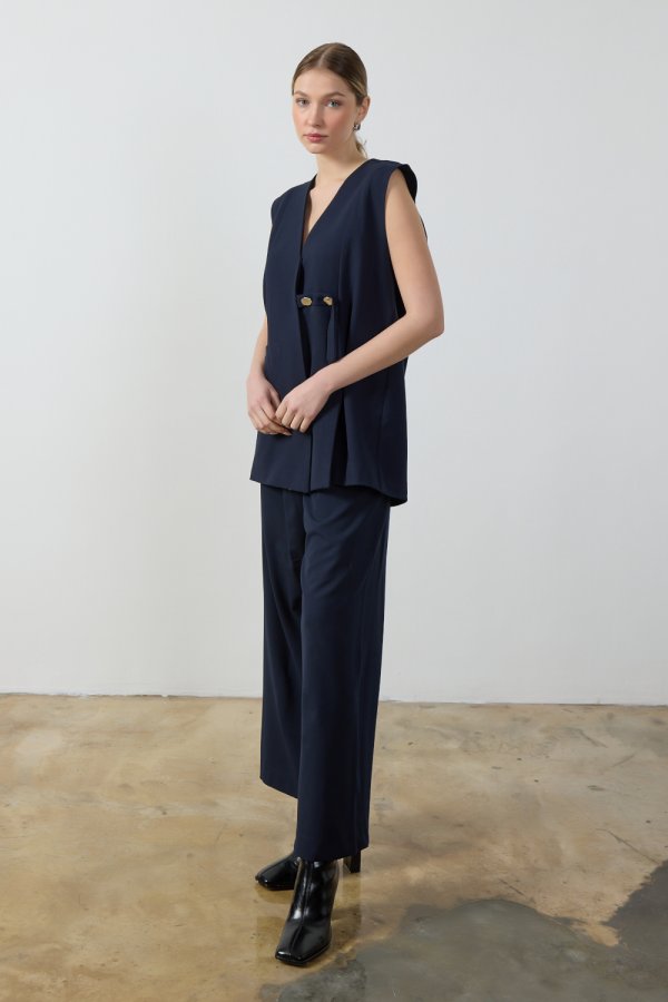 Lacivert Wide Leg Pantolon - Görsel 2
