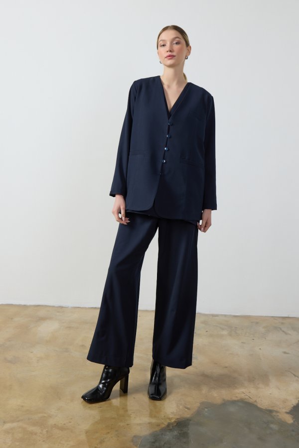 Lacivert Blazer Ceket - Görsel 4