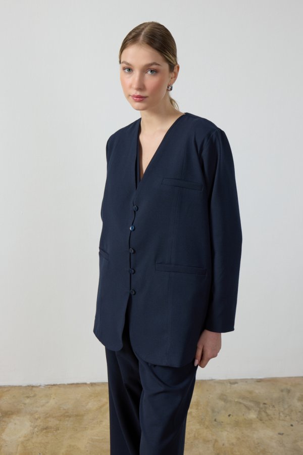 Lacivert Blazer Ceket - Görsel 6