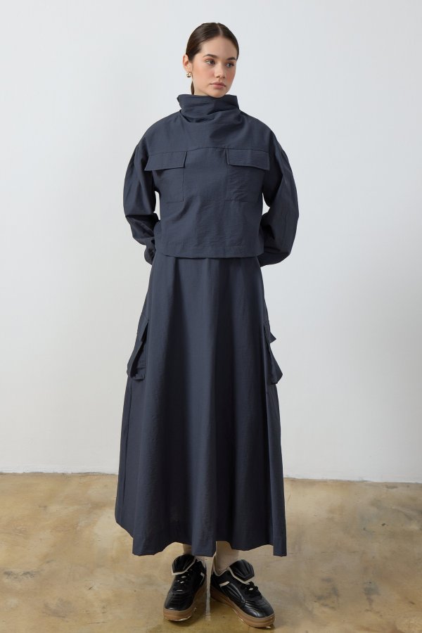 Füme Yaka Detaylı Paraşüt Sweat - Görsel 2