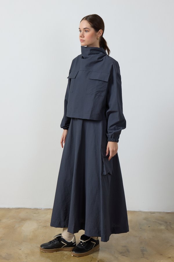 Füme Yaka Detaylı Paraşüt Sweat - Görsel 3