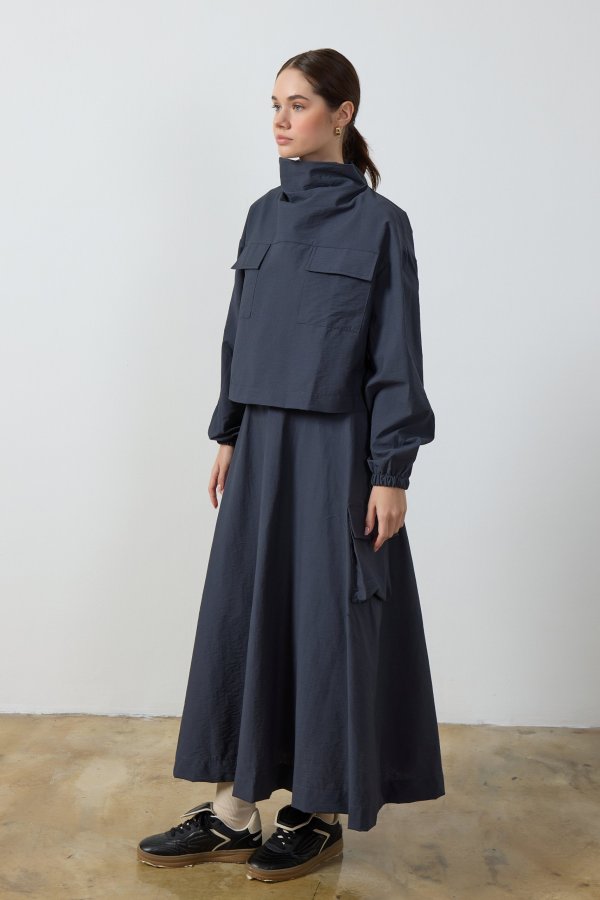 Füme Yaka Detaylı Paraşüt Sweat - Görsel 3