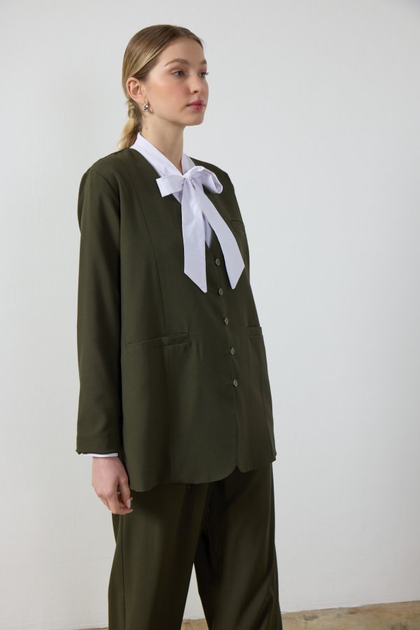 Haki Blazer Ceket - Görsel 3