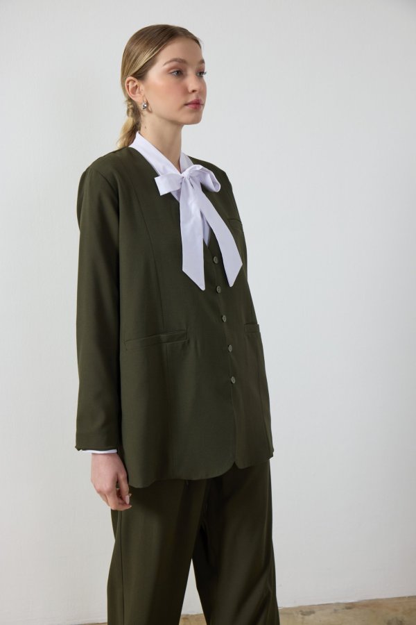 Haki Blazer Ceket - Görsel 3