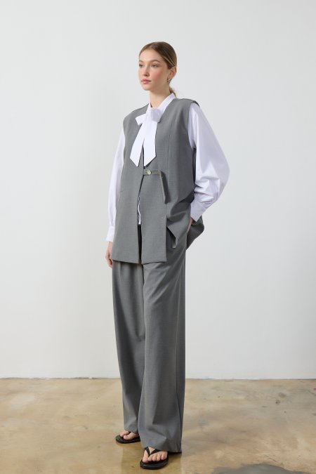 Gri Wide Leg Pantolon