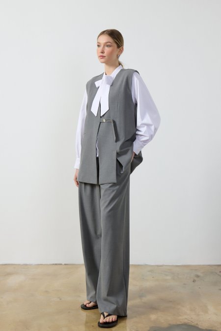 Gri Wide Leg Pantolon