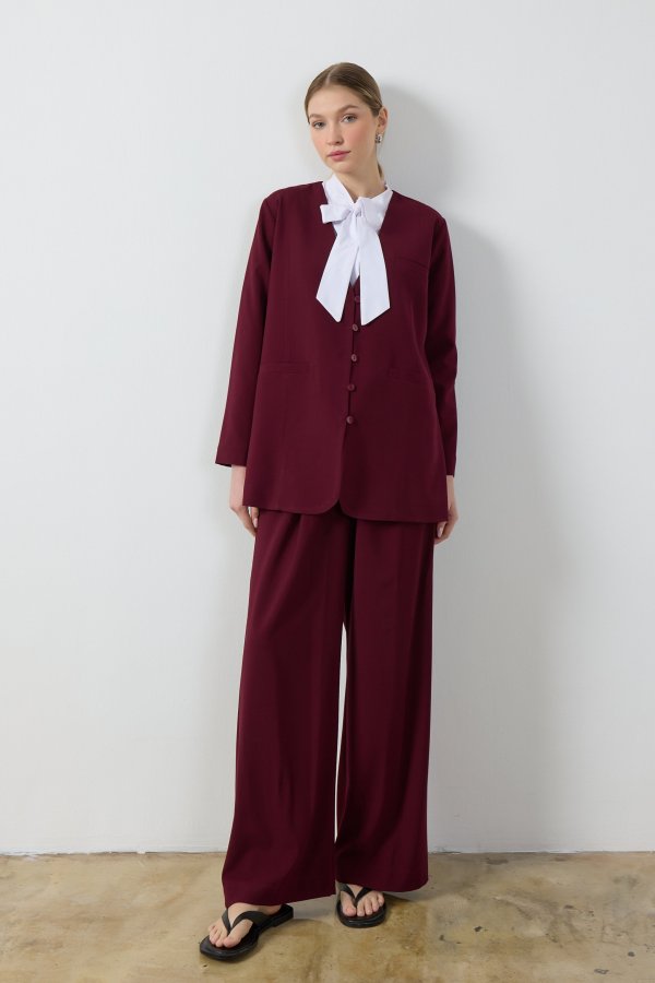 Bordo Blazer Ceket - Görsel 4