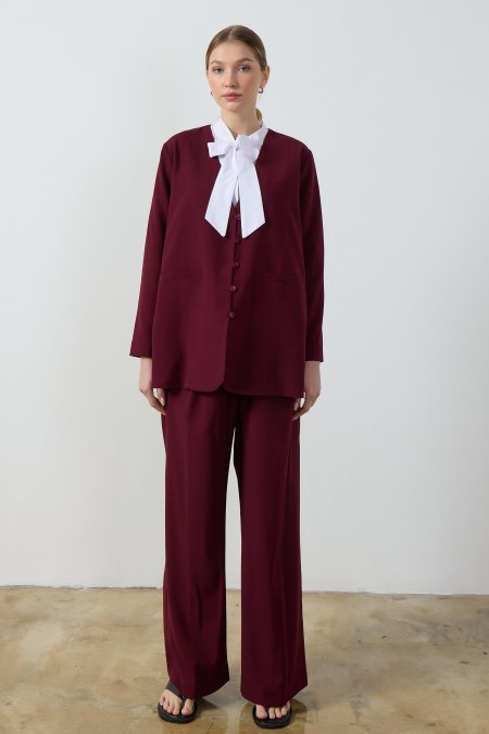 Bordo Blazer Ceket