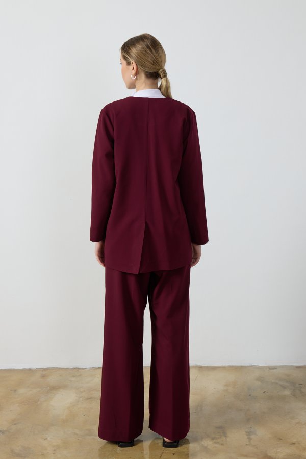 Bordo Blazer Ceket - Görsel 6