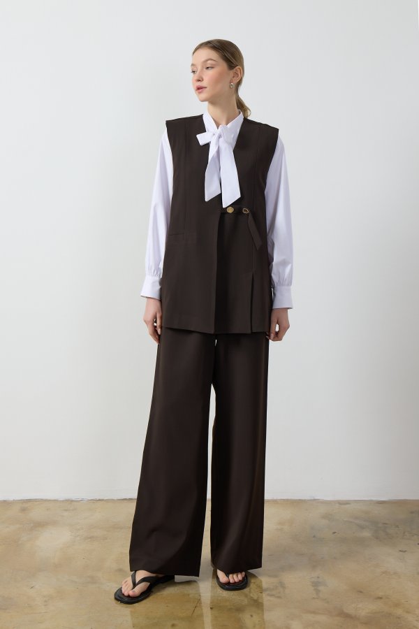 Acı Kahverengi Wide Leg Pantolon - Görsel 2