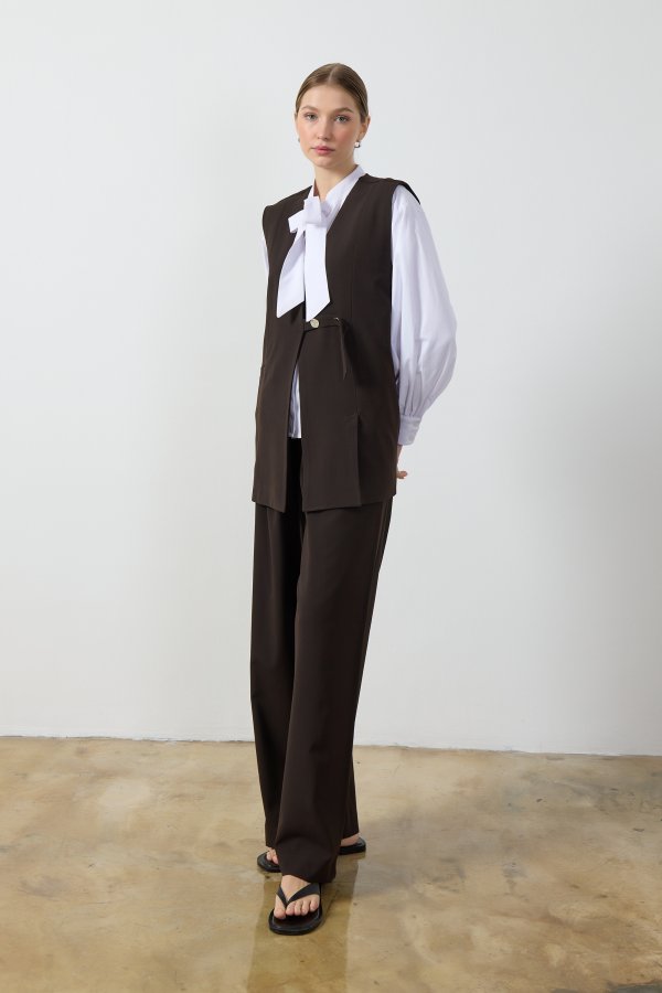 Acı Kahverengi Wide Leg Pantolon - Görsel 4