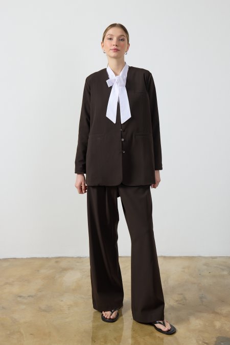 Acı Kahverengi Wide Leg Pantolon