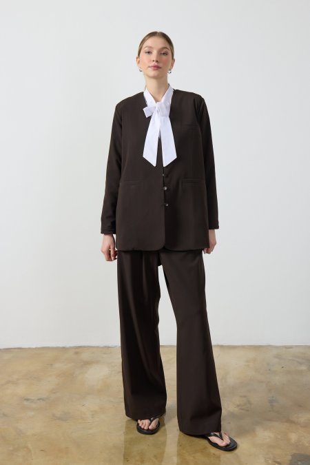 Acı Kahverengi Wide Leg Pantolon