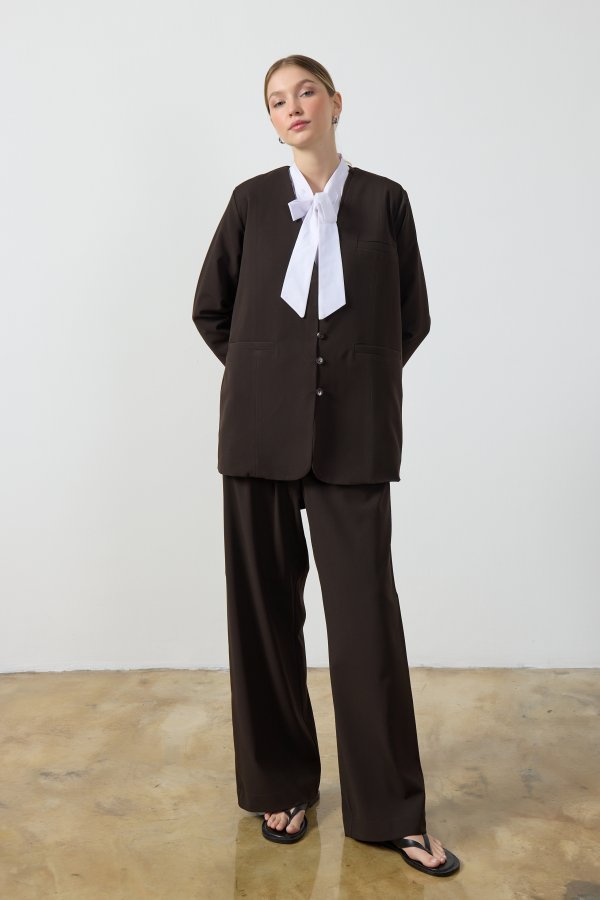 Acı Kahverengi Wide Leg Pantolon - Görsel 5