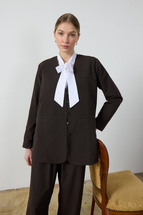Acı Kahverengi Blazer Ceket - Görsel 4