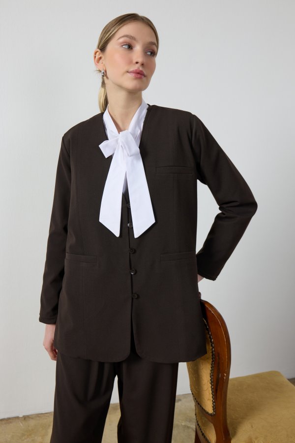 Acı Kahverengi Blazer Ceket - Görsel 5