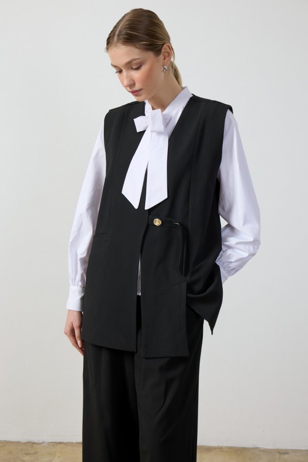 Siyah Wide Leg Pantolon - Görsel 7