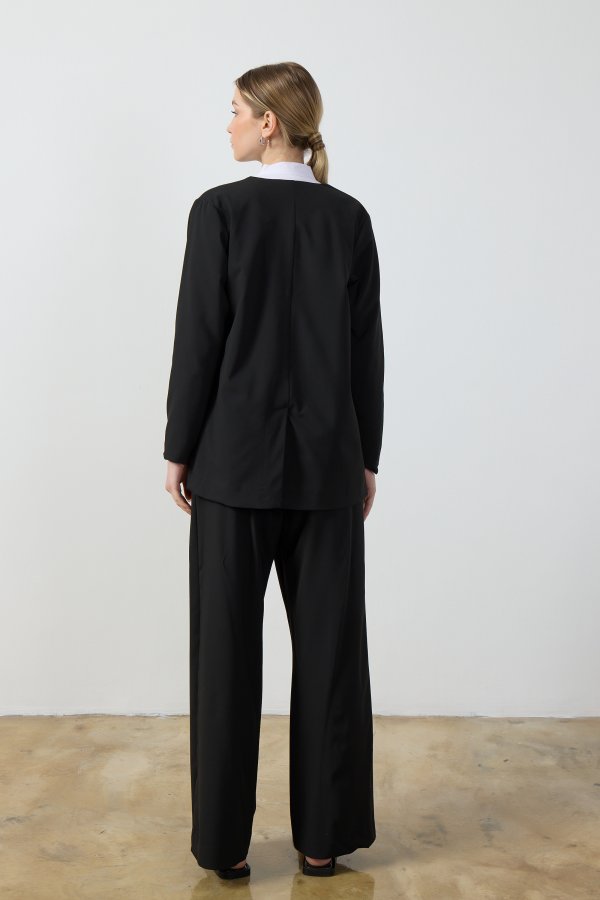 Siyah Wide Leg Pantolon - Görsel 8