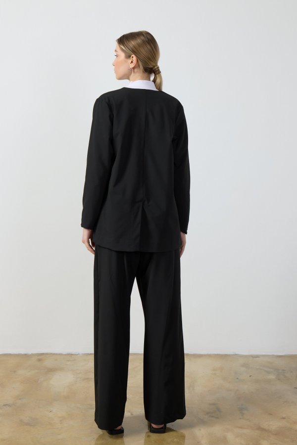 Siyah Wide Leg Pantolon - Görsel 8