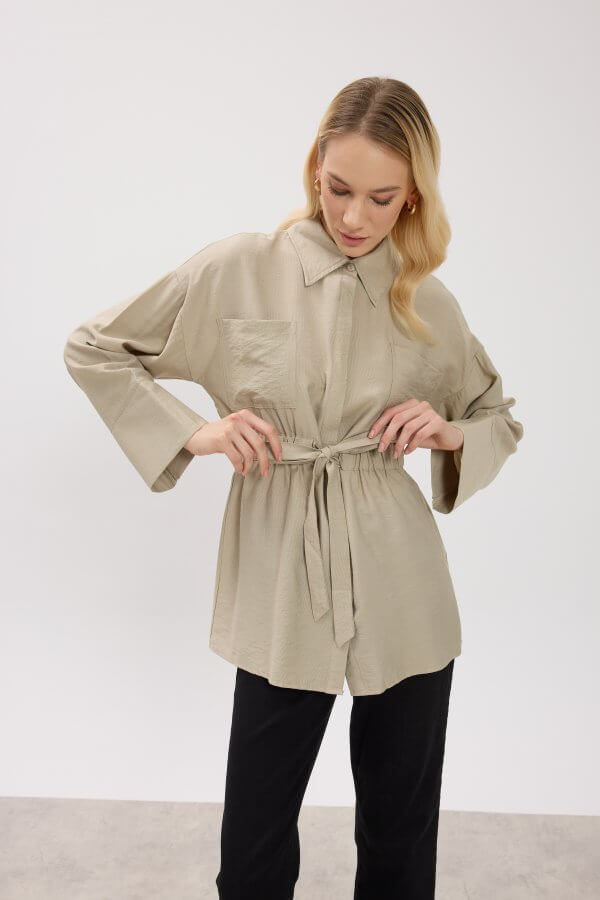 Vizon Yaka Detaylı Paraşüt Sweat - Görsel 8