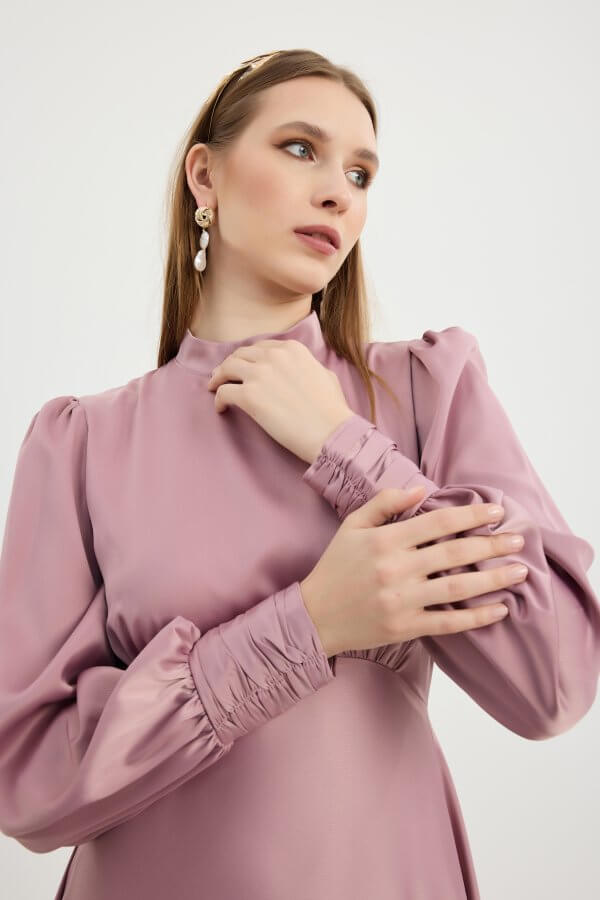 Gül Kurusu Kuyruklu Elena Elbise - Görsel 7