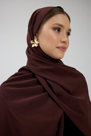 Kahverengi Kristal Krep Şal