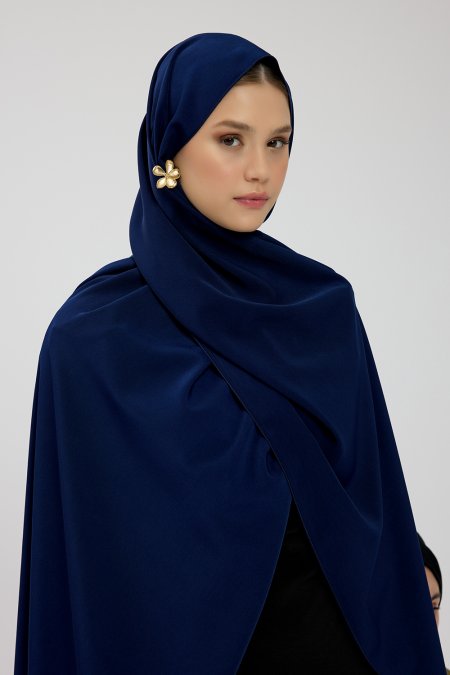 Lacivert Kristal Krep Şal