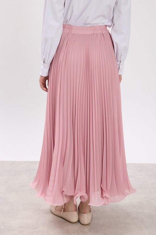 Pembe Misinalı Şifon Etek - Görsel 6