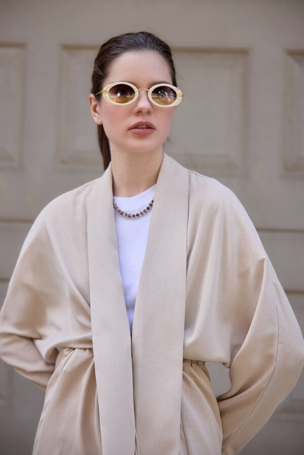 Bej Kraşlı Kimono - Görsel 3