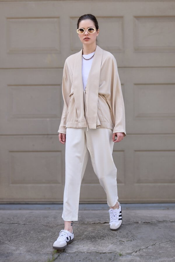Bej Kraşlı Kimono - Görsel 5