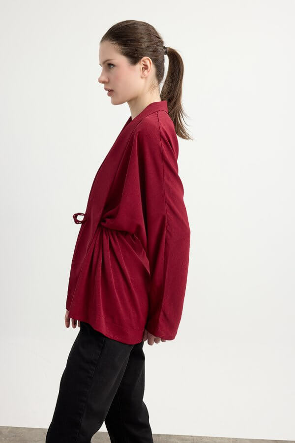 Bordo Kraşlı Kimono - Görsel 5