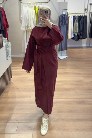 Bordo Keten Anvelop Bluz Takım