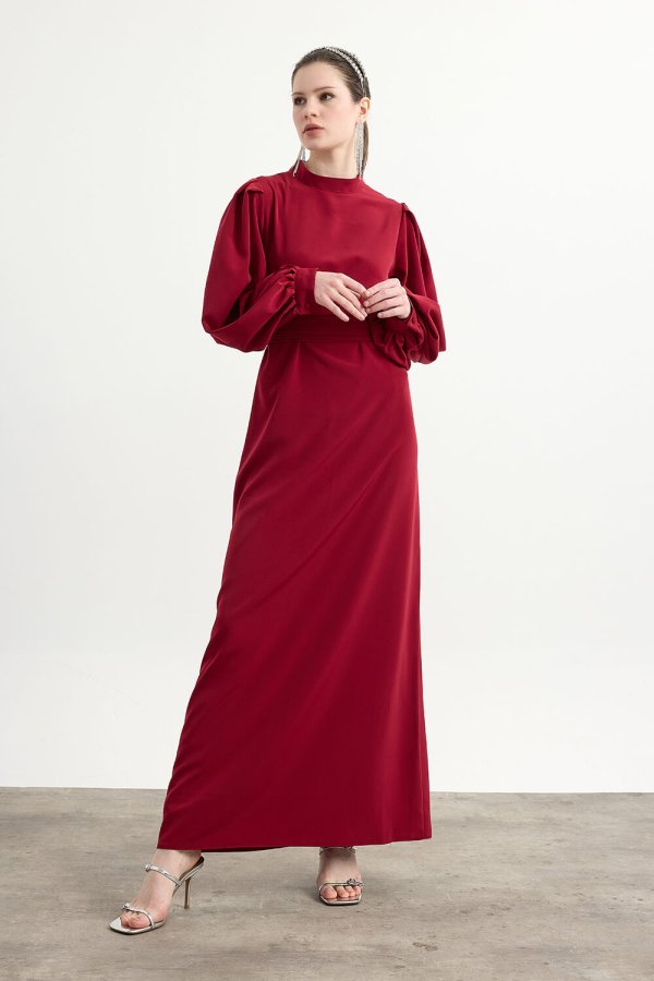 Bordo Nora Elbise - Görsel 4