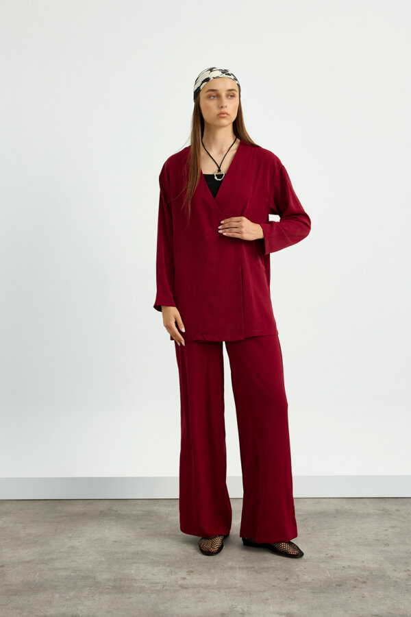 Bordo Kimono Takım - Görsel 3