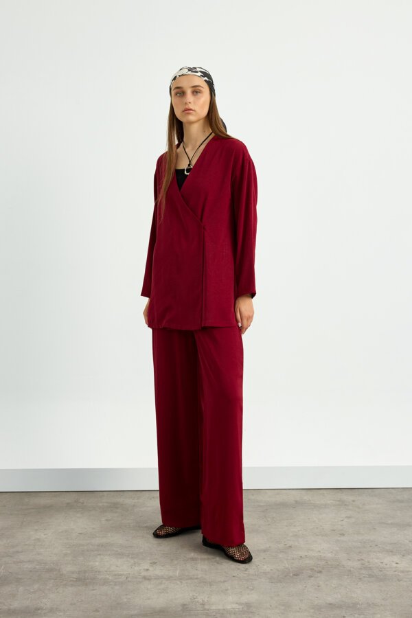 Bordo Kimono Takım - Görsel 5