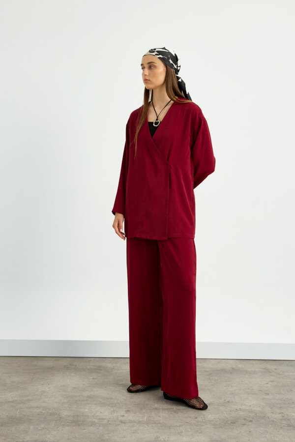 Bordo Kimono Takım - Görsel 6