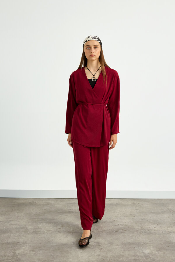 Bordo Kimono Takım - Görsel 4