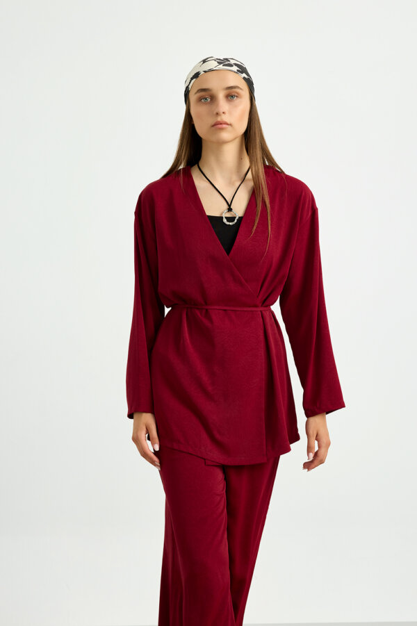 Bordo Kimono Takım - Görsel 7